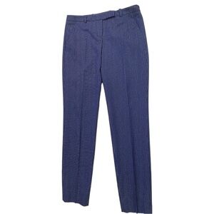 Hugo Boss Cropped Pinstripe Navy Trousers Slim Cut Size 2